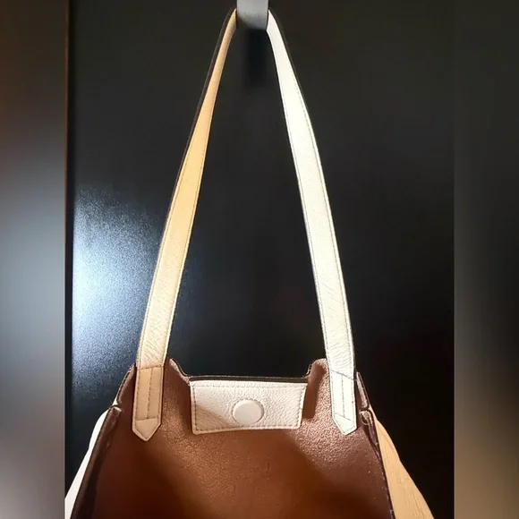 Aimee Kestenberg Leather Shoulder Bag Tote Purse Cream and Copper Lining - Picture 9 of 15
